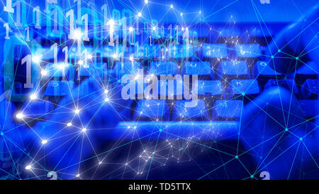 Cyber security abstract concept, internet chaos background Stock Photo
