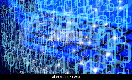 Digital technology computer binary numbers, graphic line dot backgrounds Stock Photo