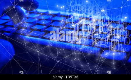 Cyber terrorism abstract concepts, binary code cyber world war threat Stock Photo