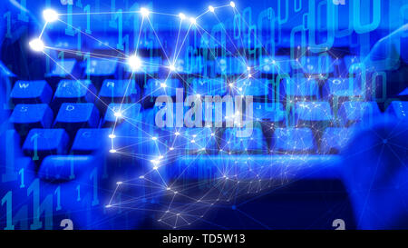 Neural network innovation, geometric graphic triangles chaos Stock Photo