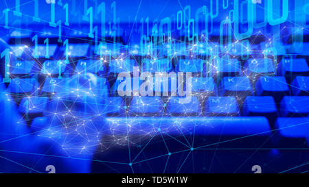 Digital data analytics dots and lines chaos connection Stock Photo