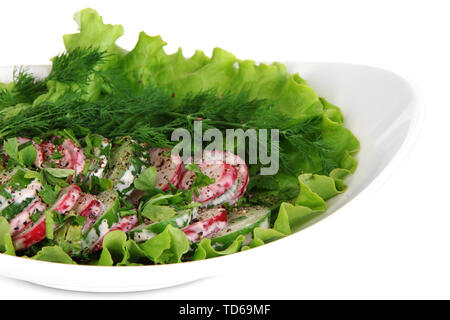 Vitamin vegetable salad in plate isolated on white Stock Photo