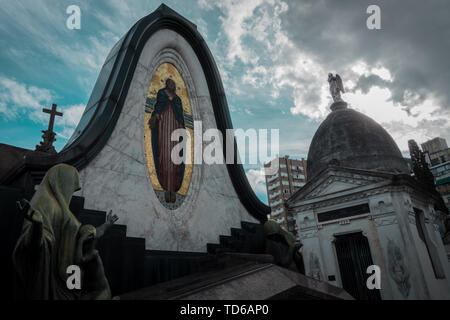 Cemetry in Recoletta, Buenos Aires. Strong clouds in a HDR composition. Stock Photo