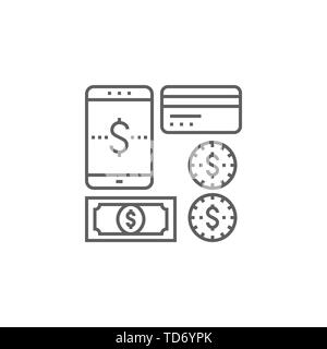 Payment Method Related Vector Thin Line Icon. Isolated on White Background. Editable Stroke. Vector Illustration. Stock Vector