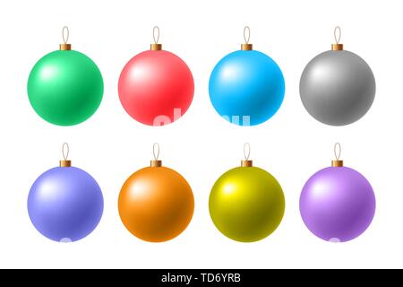 Colorful Christmas matte balls on a white background. Stock Vector