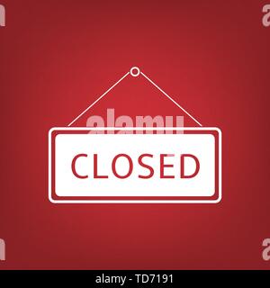 White Closed Hanging sign template isolated. Vector illustration Stock Vector