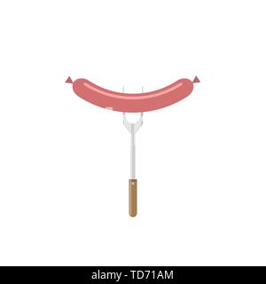 Fork with sausage icon Stock Vector