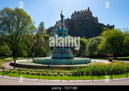 Refurbished Ross Fountain in West Princes Street Gardens in Edinburgh, Scotland, UK Stock Photo