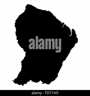 French Guyana dark silhouette map isolated on white background Stock Vector