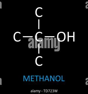 The Methanol structural formula on dark background Stock Vector