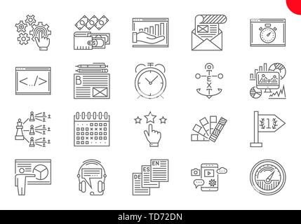 Thin Line Icons Set of Search Engine Optimization Stock Vector