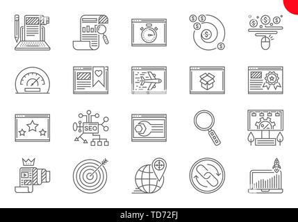 Thin Line Icons Set of Search Engine Optimization Stock Vector