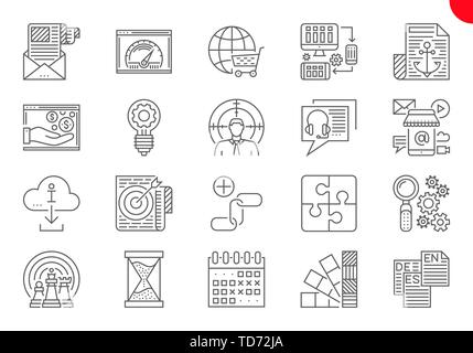 Thin Line Icons Set of Search Engine Optimization Stock Vector