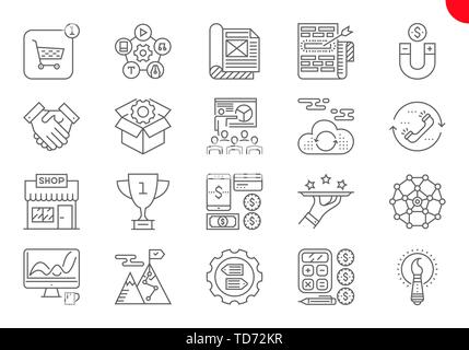 Thin Line Icons Set of Search Engine Optimization Stock Vector