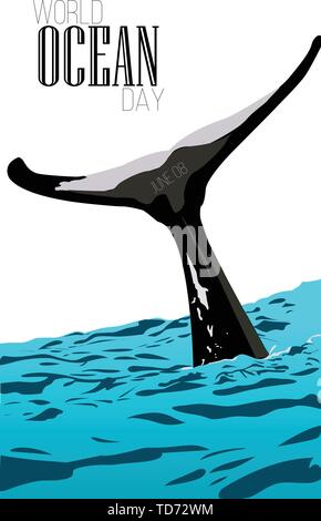 Vector illustration for world oceans day Stock Vector