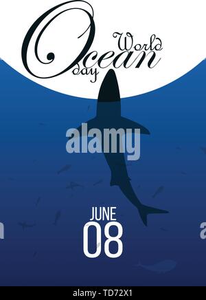 World oceans day. Sea animals. Poster. Vector illustration Stock Vector