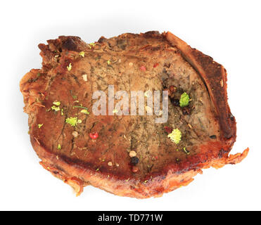 Piece of fried meat isolated on white Stock Photo