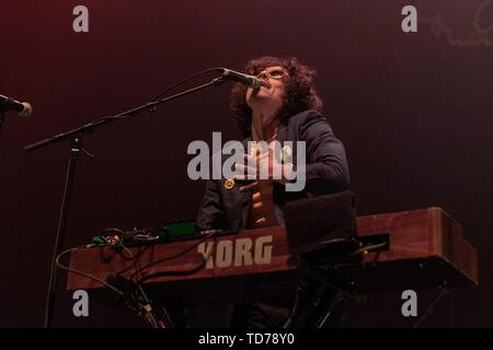 June 11, 2019 - Madison, Wisconsin, U.S - BARDO MARTINEZ of Chicano Batman during the Father of the Bride Tour at The Sylvee in Madison, Wisconsin (Credit Image: © Daniel DeSlover/ZUMA Wire) Stock Photo