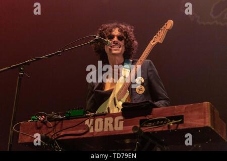 June 11, 2019 - Madison, Wisconsin, U.S - BARDO MARTINEZ of Chicano Batman during the Father of the Bride Tour at The Sylvee in Madison, Wisconsin (Credit Image: © Daniel DeSlover/ZUMA Wire) Stock Photo