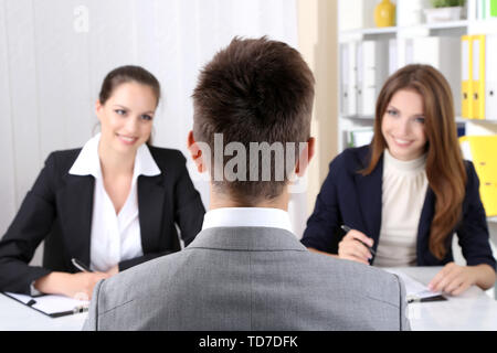 Job applicants having interview Stock Photo