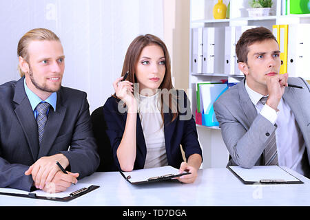 Job applicants having interview Stock Photo