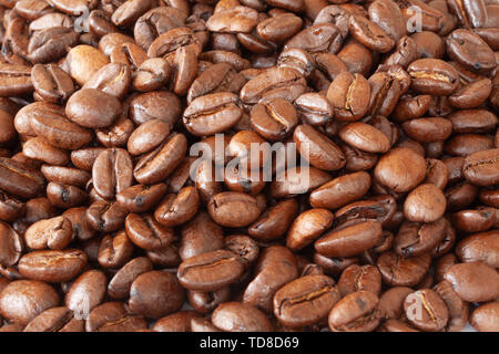 Pile of coffee beans. Close up macro image. Stock Photo