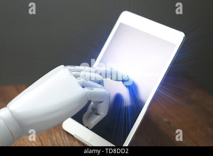 AI robotic operations tablet Stock Photo