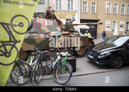 Reconstruction of WWII German medium tank Panzerkampfwagen V Panther during Victory Parade in Gdansk, Poland. May 11th 2019. In the early days of the  Stock Photo