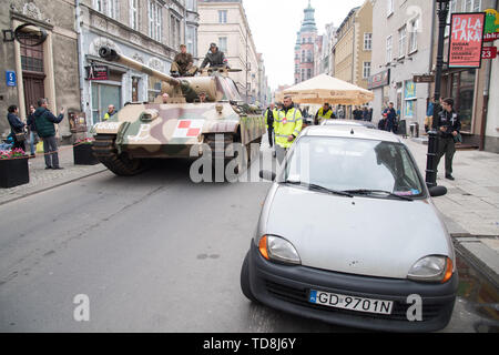 Reconstruction of WWII German medium tank Panzerkampfwagen V Panther during Victory Parade in Gdansk, Poland. May 11th 2019. In the early days of the  Stock Photo