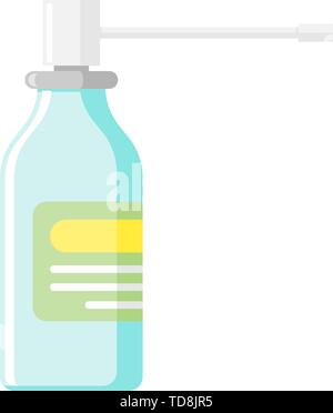 Medical blue nasal spray medicine dispenser for treatment of rhinitis and sore throat pharmaceuticals on white background. Vector eps illustration Stock Vector
