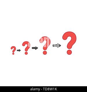 Vector icon concept of growing problems with question marks. Colored outlines. Stock Vector