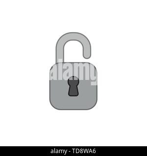 Vector icon of opened, unlocked padlock. Colored outlines. Stock Vector