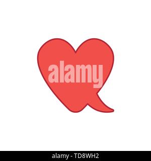 Vector icon concept of heart-shaped speech bubble. Colored outlines. Stock Vector