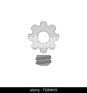 Vector icon concept of gear light bulb. Colored outlines. Stock Vector
