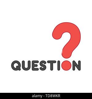 Vector icon concept of question word text with question mark. Colored outlines. Stock Vector