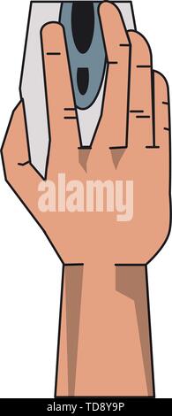 Hand using computer mouse cartoon isolated Stock Vector