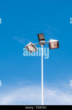 Led lamp pole under the clear blue sky for use in the urban park. Stock Photo