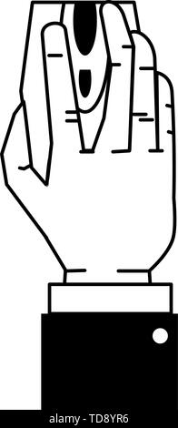 Hand using computer mouse cartoon isolated in black and white Stock Vector
