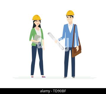Chinese Construction Workers - cartoon people characters illustration Stock Vector