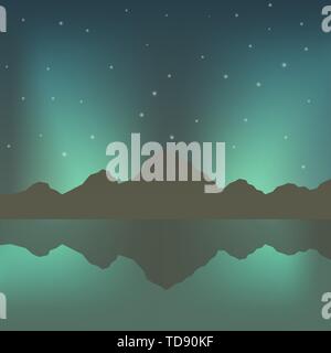North light and mountains with lake background Stock Vector