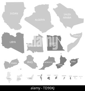 Arab League Countries maps set. Vector eps10 Stock Vector