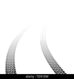 Tire track background isolated on white background Stock Vector