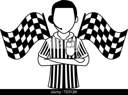 Soccer referee sport cartoons isolated in black and white Stock Vector