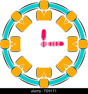 Colored business teamwork icon on white background. Business concept - Vector Stock Vector