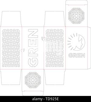 Vector illustration. Laser cut and fold box in two layers. Fold and cut. Stock Vector