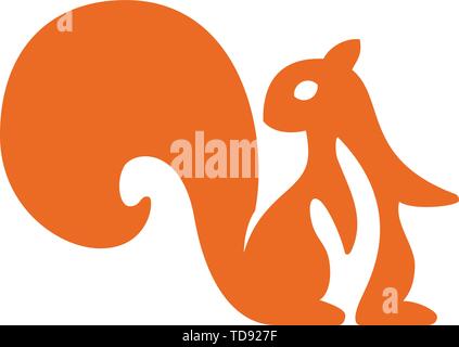 Vector illustration. Alert squirrel flat icon isolated in orange. Clean style. Stock Vector