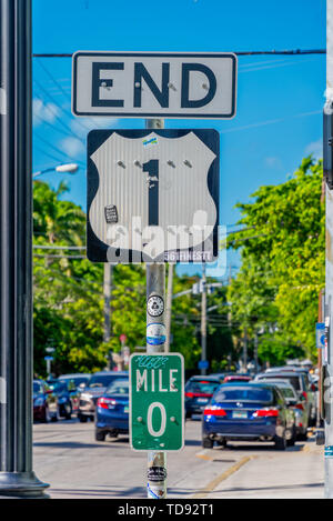 Mile Zero in Key West, Florida, USA Stock Photo