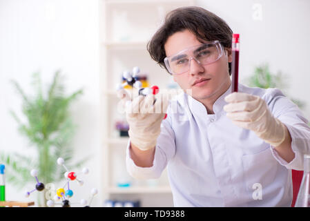 Young male biochemist working in the lab Stock Photo