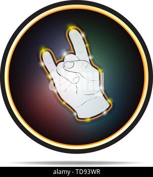 Rock hand sign in circle shape. Vector icon. Isolated on white background. Stock Vector