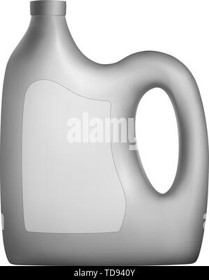 Gray plastic canister for car engine oil or other chemical fluids, isolated on white background Stock Vector